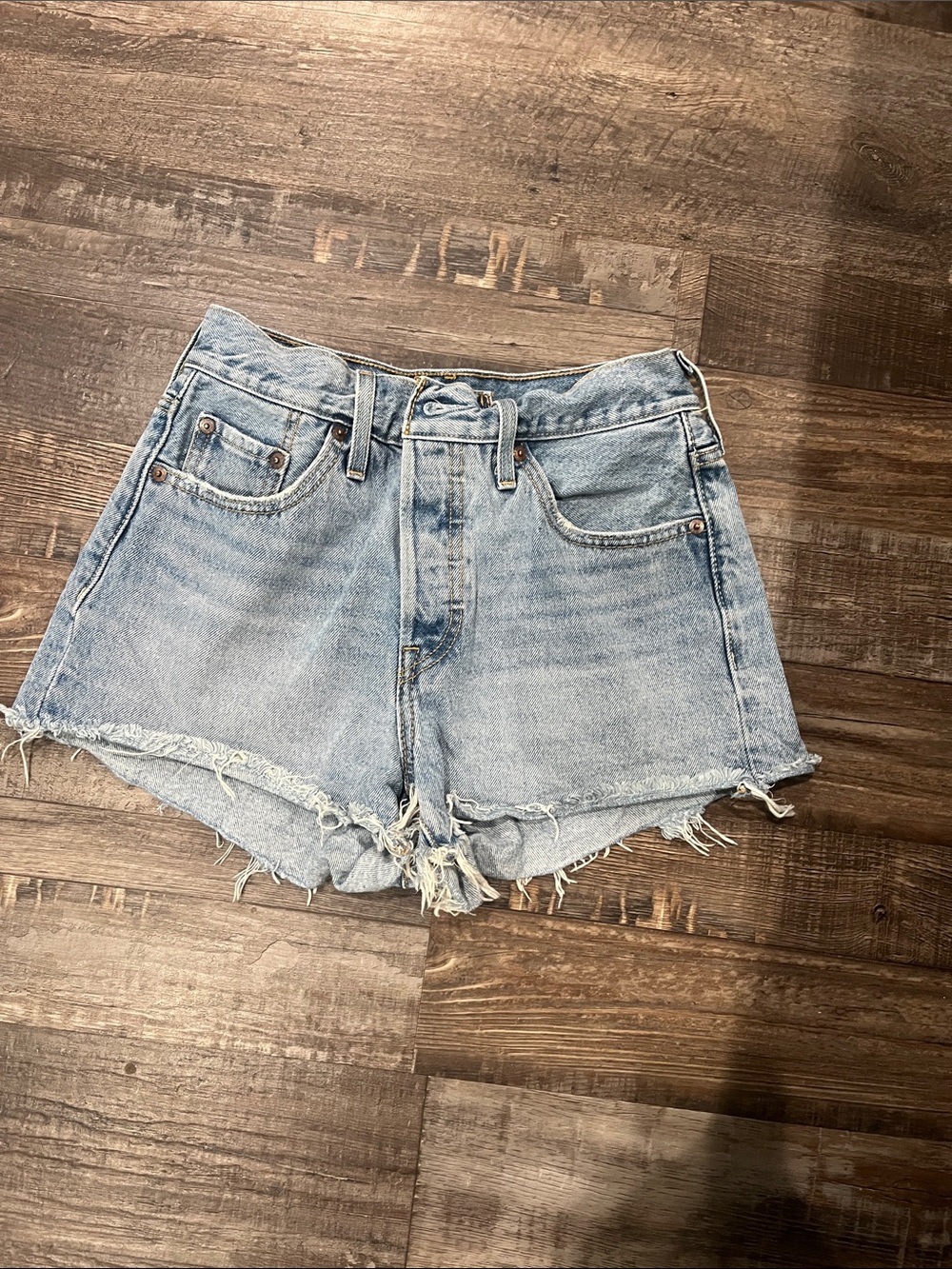 Levi's Light Blue Distressed Denim Cutoff Shorts